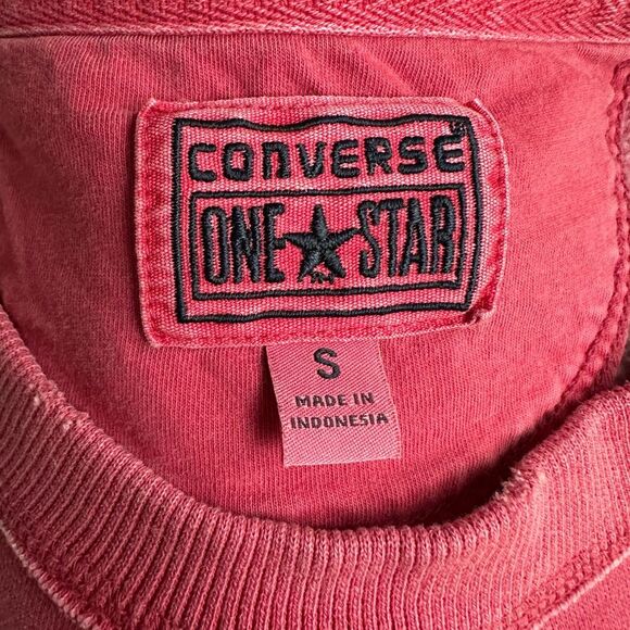Converse One Star Red Cotton Boat Neck Sweater Pullover Shirt Top size S - Picture 3 of 12